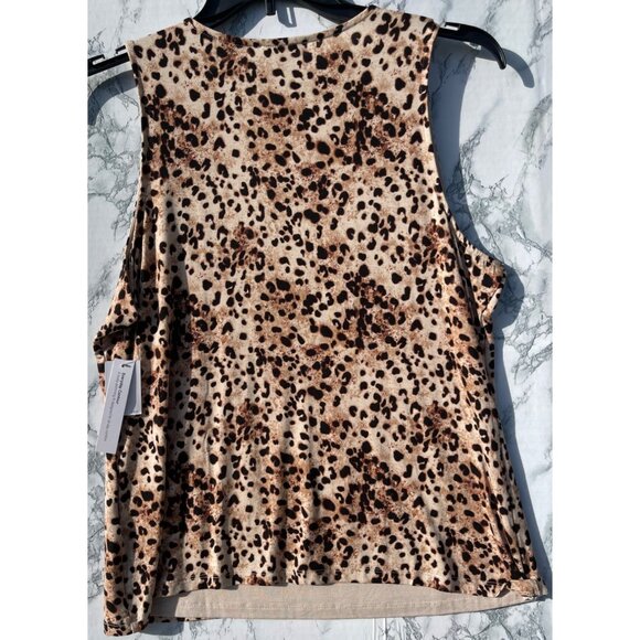 Bar III Plus Size 2X Cheetah Print Sleeveless Top self lined front body only - Picture 2 of 8
